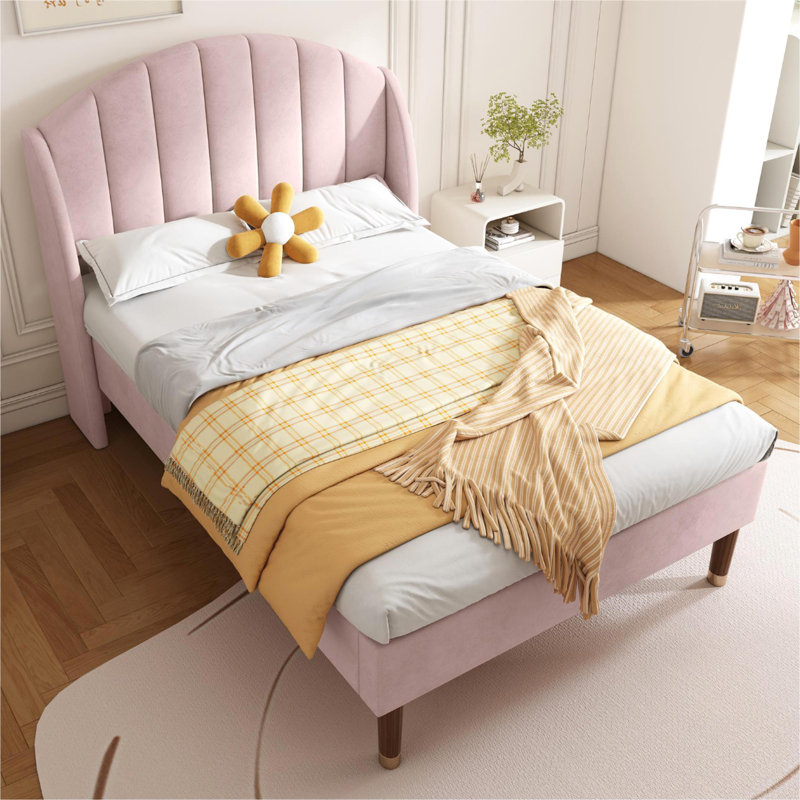 Upholstered Bed, Pink, Single (3')