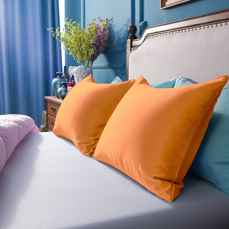Satin Pillowcases, Zippered Pillow Cases for Hair and Skin - NTBAY, Orange, Queen