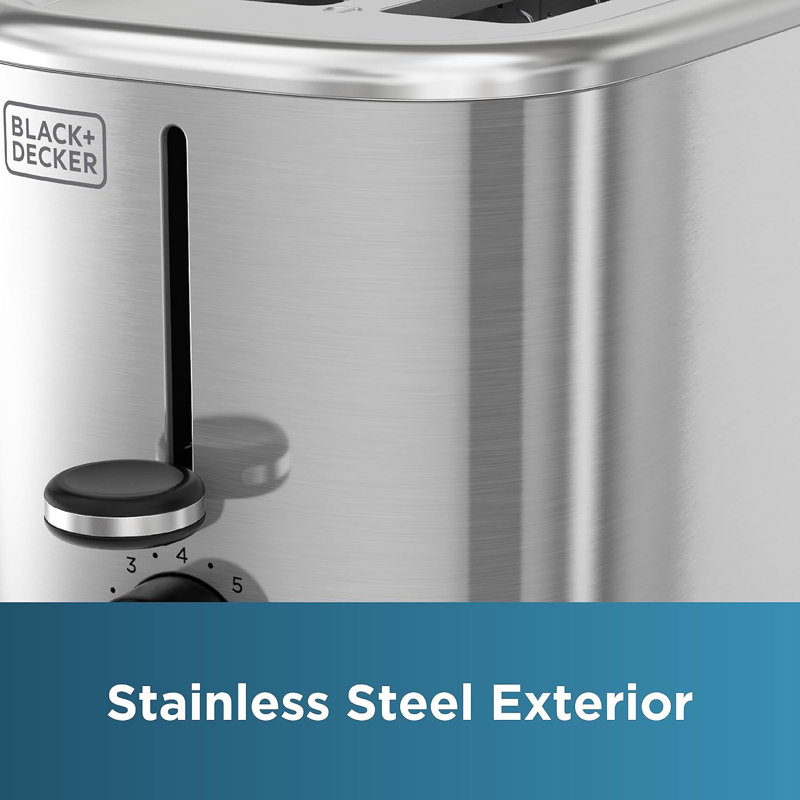 Stainless Steel 2-Slice Toaster with Wide Slots and Crumb Tray