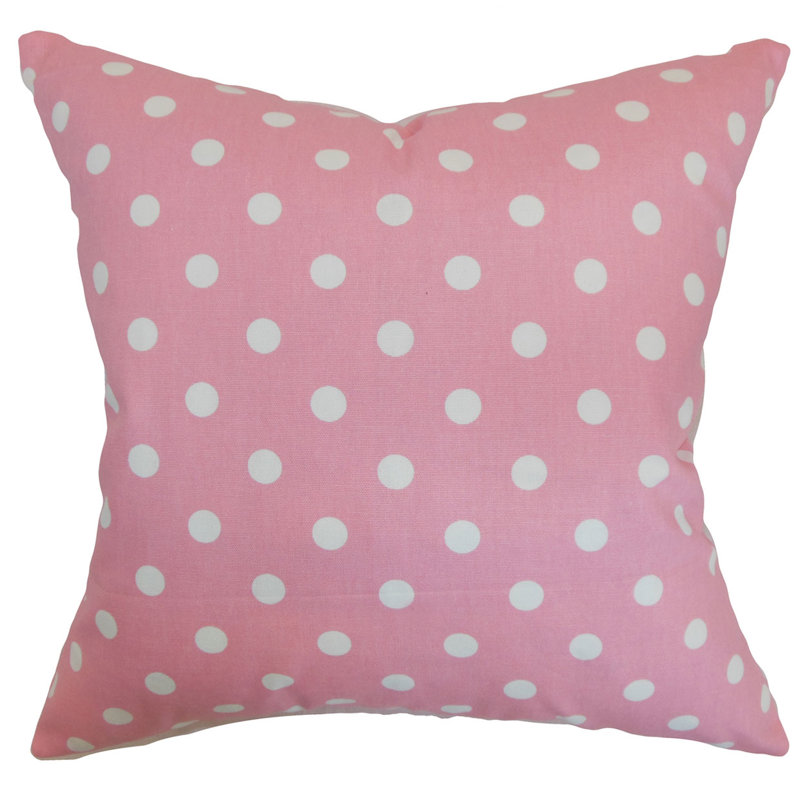 Polka Dots Throw Pillow, Candy Pink / White, 22" x 22"