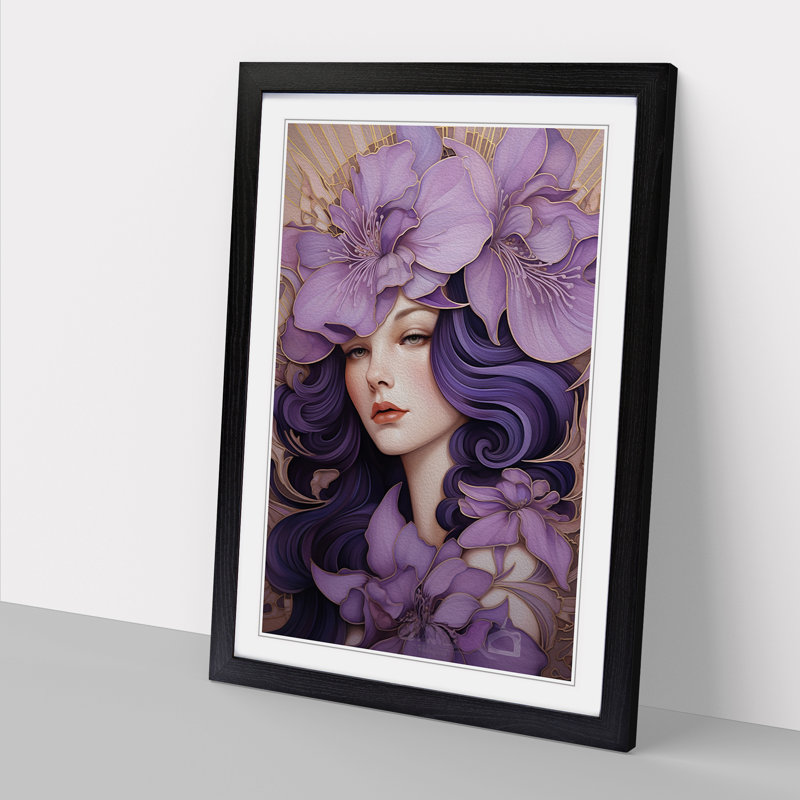 Lavender Flower Deco - Framed Print, Black , 46cm H x 34cm W x 2cm D
