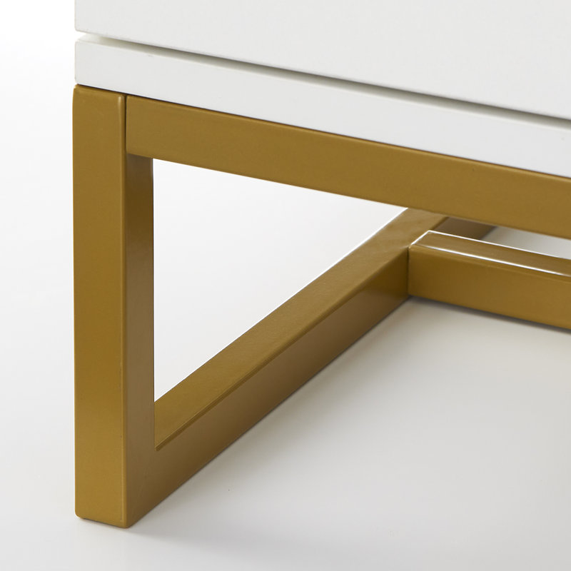 White and Gold Modern Sideboard with Sled Legs