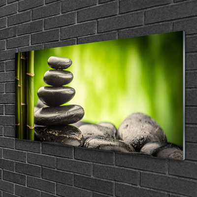 Art Bamboo Stones - No Frame Print on Glass
