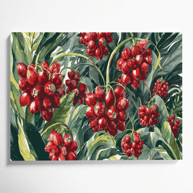 Art mural sur toile vert "Fruit guarana", H 24 po x l 36 po