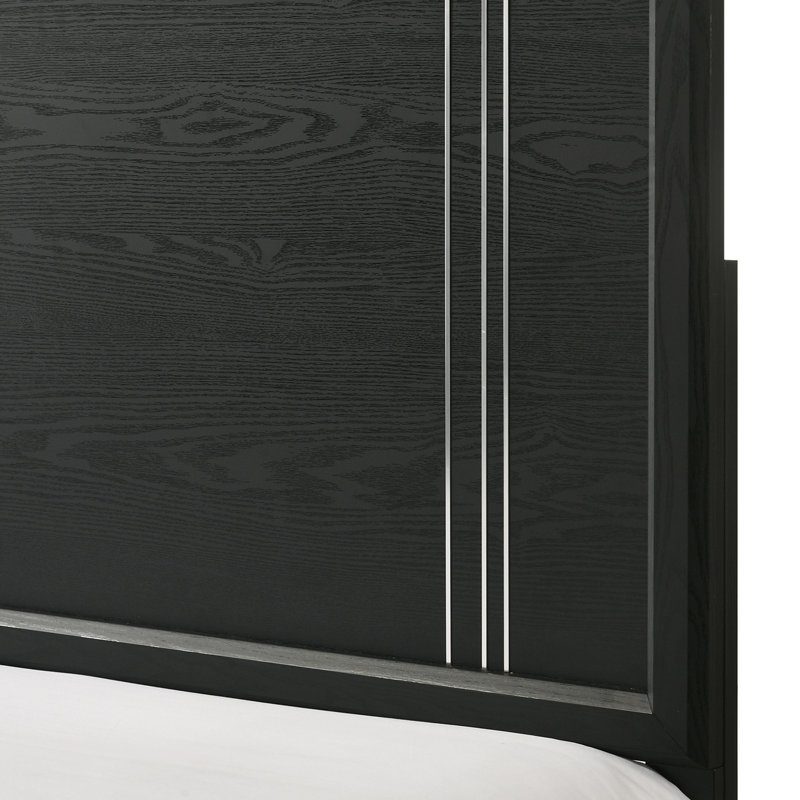 Contemporary Panel Bed, Full / Double, Charcoal