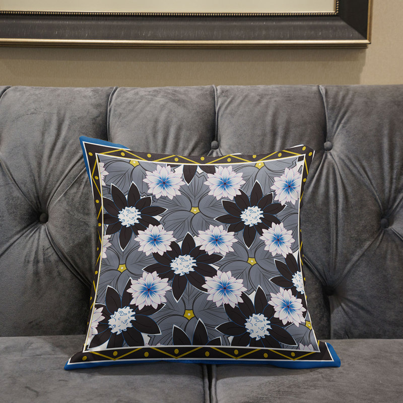 Coussin 26 x 26, Gris / brun / bleu