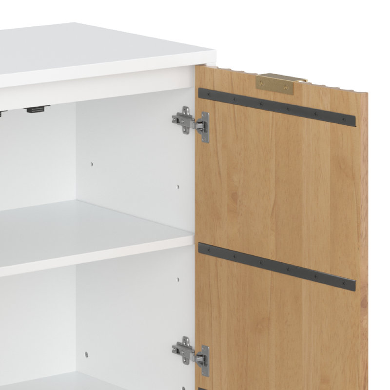 Ensemble de 2 meubles d'appoint ou meuble télé en bois massif Coggins, Blanc / Brun