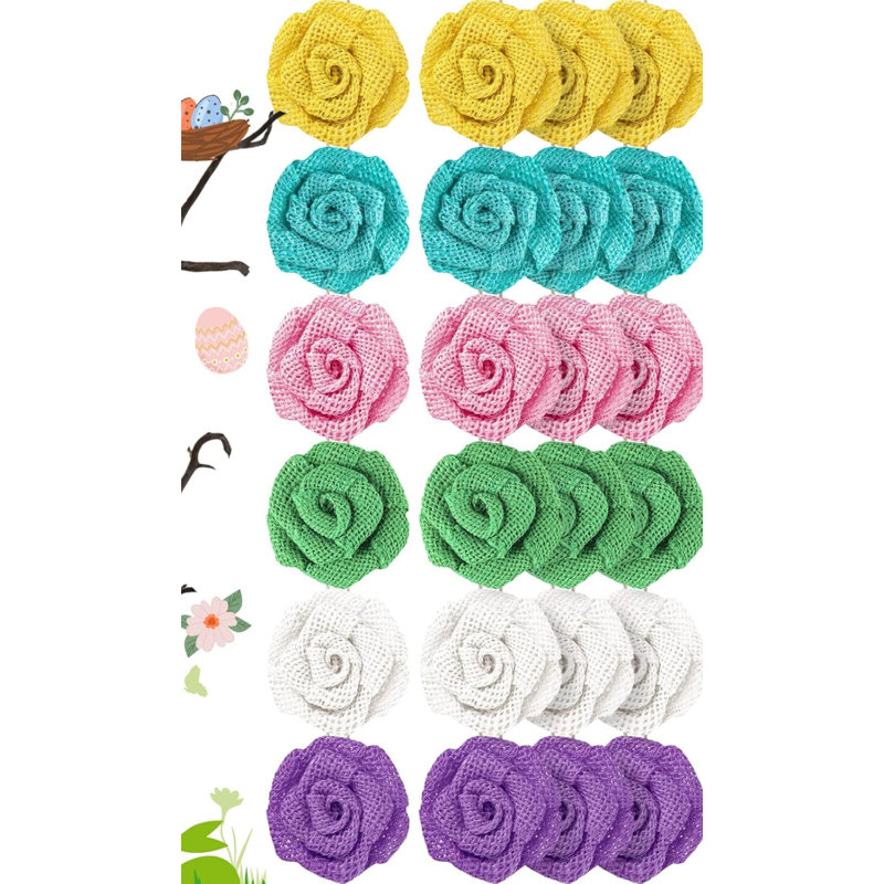 24 pièces décorations d'arbre de Pâques de 2,36 pouces ornements de printemps pour arbre de Pâques suspendus fleurs en toile de jute pour panier d'arbre