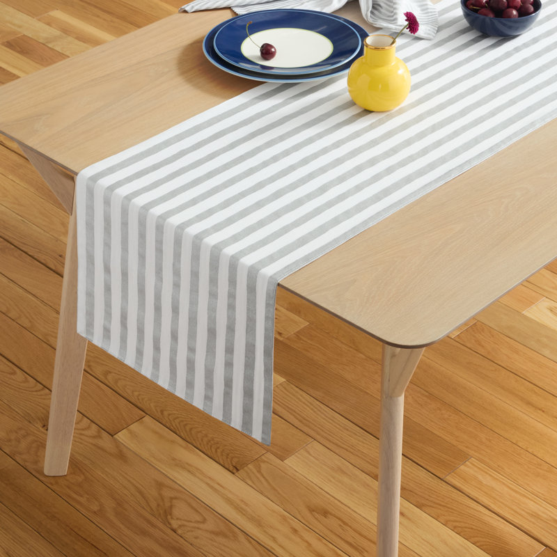 Striped Table Runnner, Silver/White