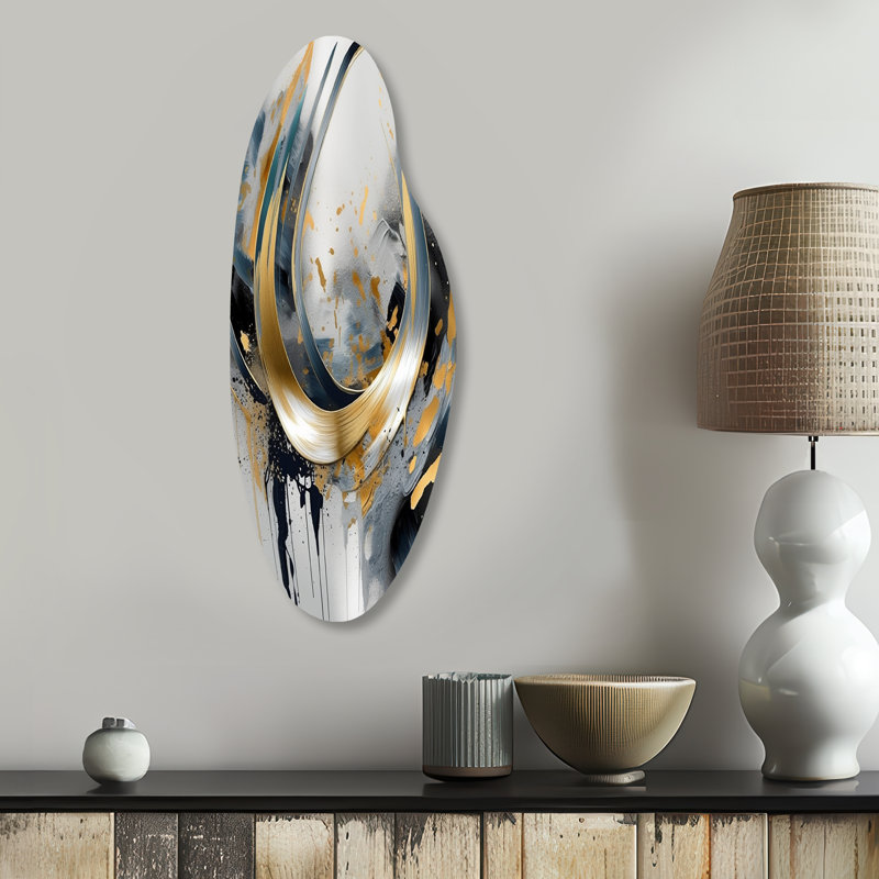 Soft Colours Marble Abstract IV - Abstract Marble Curved Shape Assymterical Metal Wall Art, 30" H x 11" W x 1" D