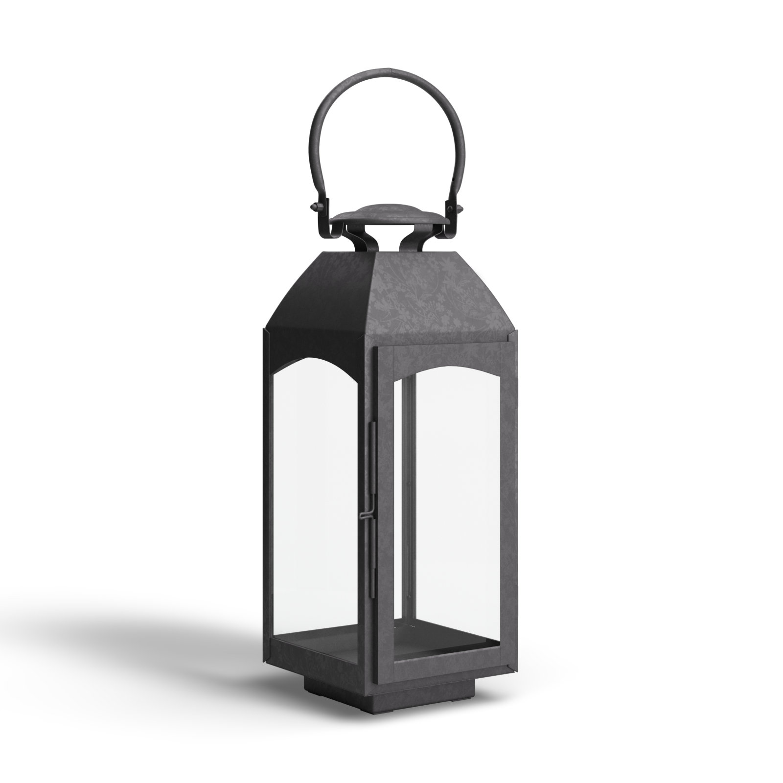 Furlane Iron Tabletop Lantern,  15.75" H x 6.5" W x 6.5" D, Gray