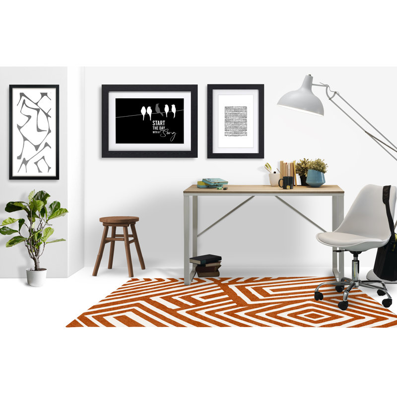 Tapis de chaise rectangulaire Bilo, H 36 po x l 60 po, Orange / beige