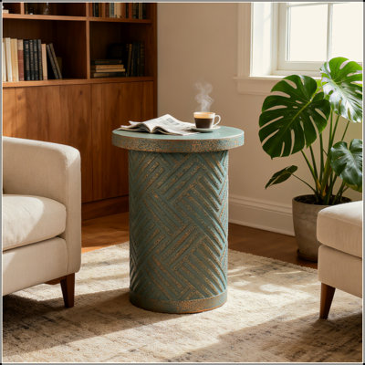 Outdoor End Tables For Patio, Gardenaccent Table, Modern Small Round Side Tablefor Outside, Tree Stump Garden Stool Drumtable Indoor And Outdoor