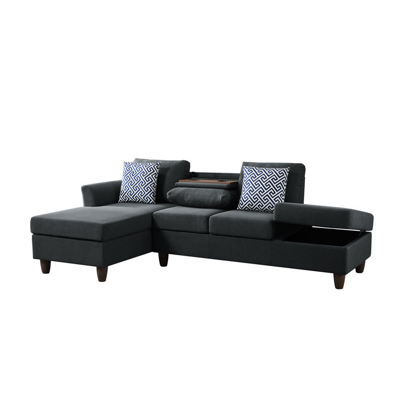 Dark Grey, 4 - Seat , Linen Upholstery, Hidden Storage Drawers, Matching Pillows, Improved Appearance, Modular Design, Flexible Space Organization Grey With Units And Coordinated Accent Cushions,