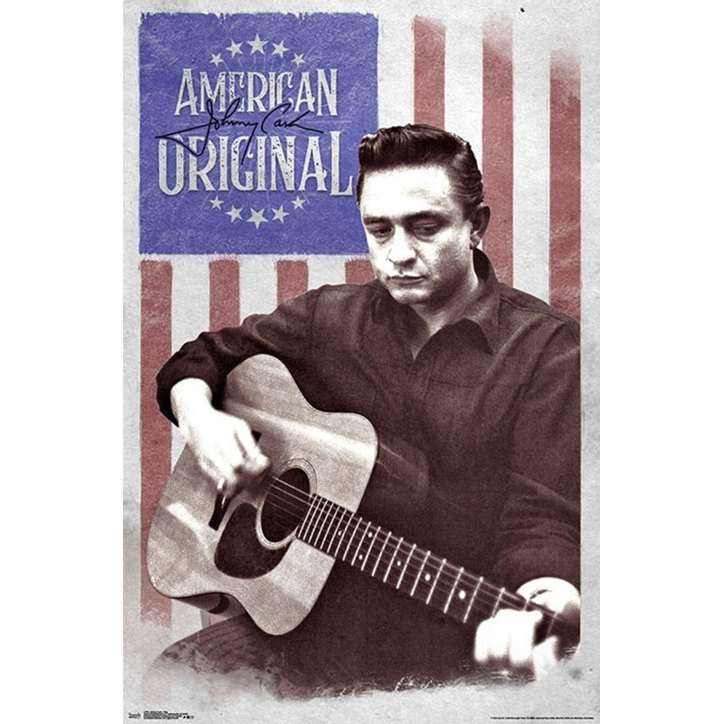 Johnny Cash - reproduction d'impression sur papier, Toile tendue, H 34 po x l 22,25 po x P 0,05 po