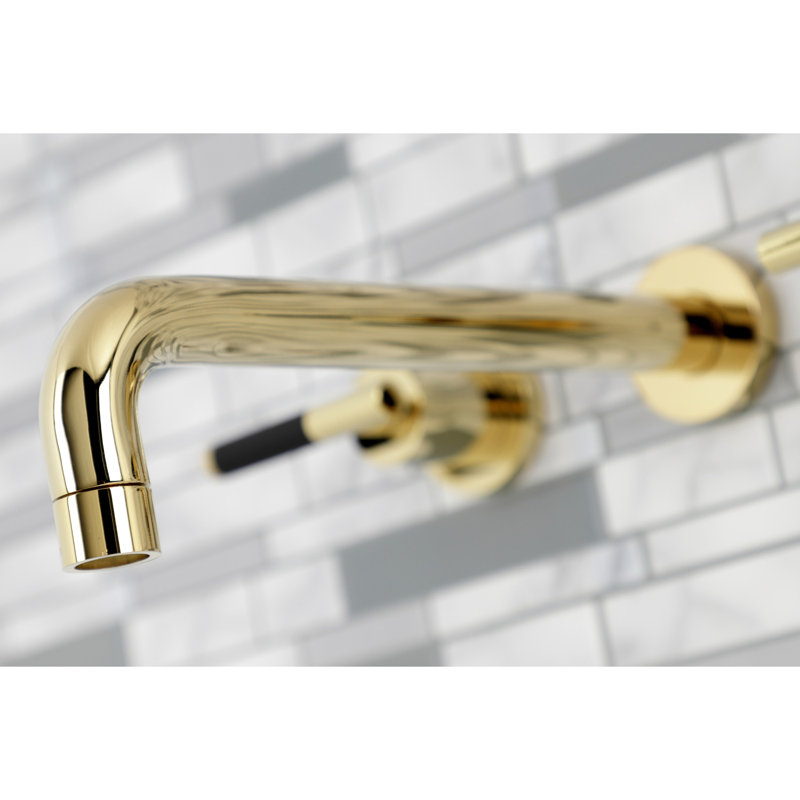 Kingston Brass Kaiser Two-Handle 3-Hole Wall Mount Roman Tub Faucet, Polished Brass