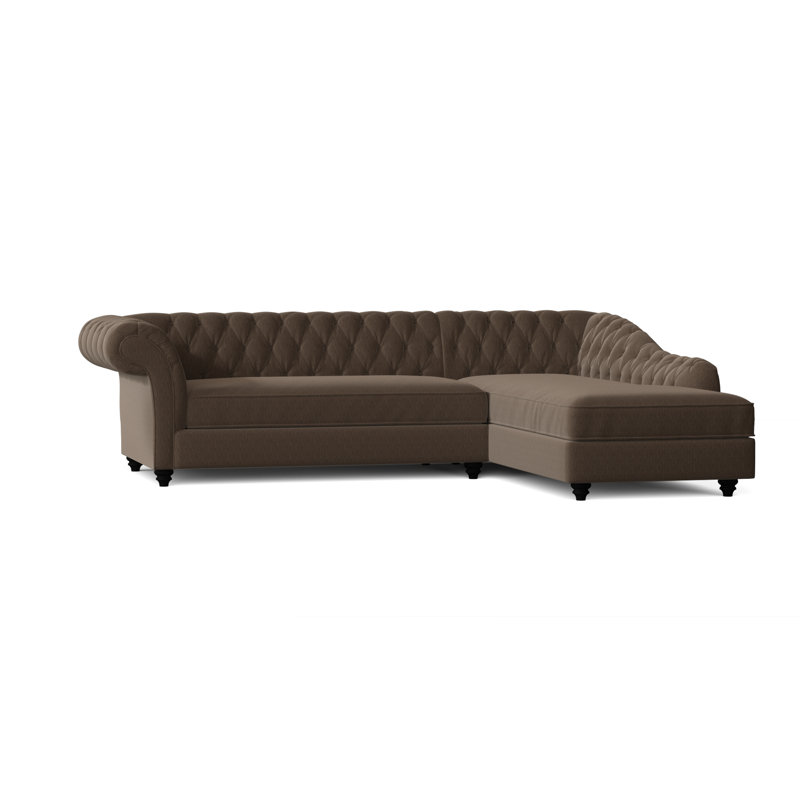 Elizabeth Upholstered L-Shaped Sectional, Key Mocha, Natural, Left Hand Facing