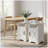 Set of 2 16" White Farmhouse Nightstands with Charging Station & Storage, Rustic Bedroom Bedside Tables, Sofa Side End Tables-106406756-106406754