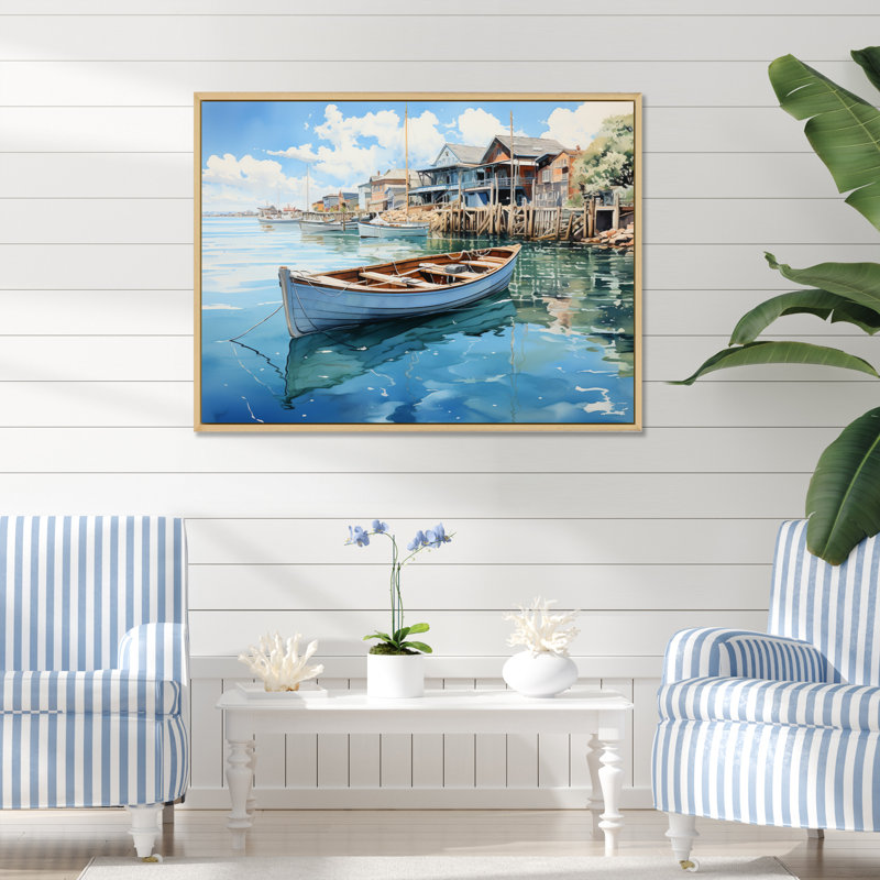 Port Harbor Reflections VII sur impression sur toile, Cadre naturel flottant, H 30 po x l 40 po x P 1,5 po