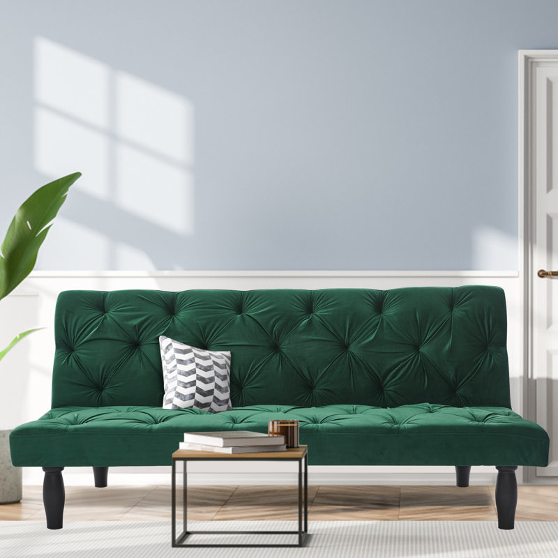 Causeuse inclinable rembourrée 65,8 po Gimena, Velours vert