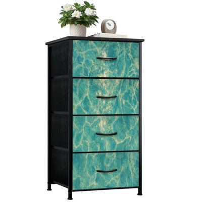 Commode pour la chambre à coucher avec 4 tiroirs de rangement Commode à tiroirs en acier turquoise