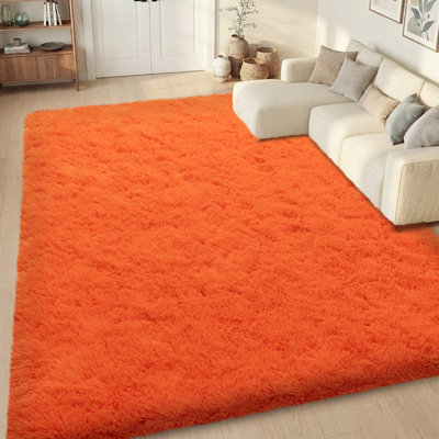 Tapis uni orange moelleux pour salon chambre à coucher chambre d'enfant chambre d'enfant