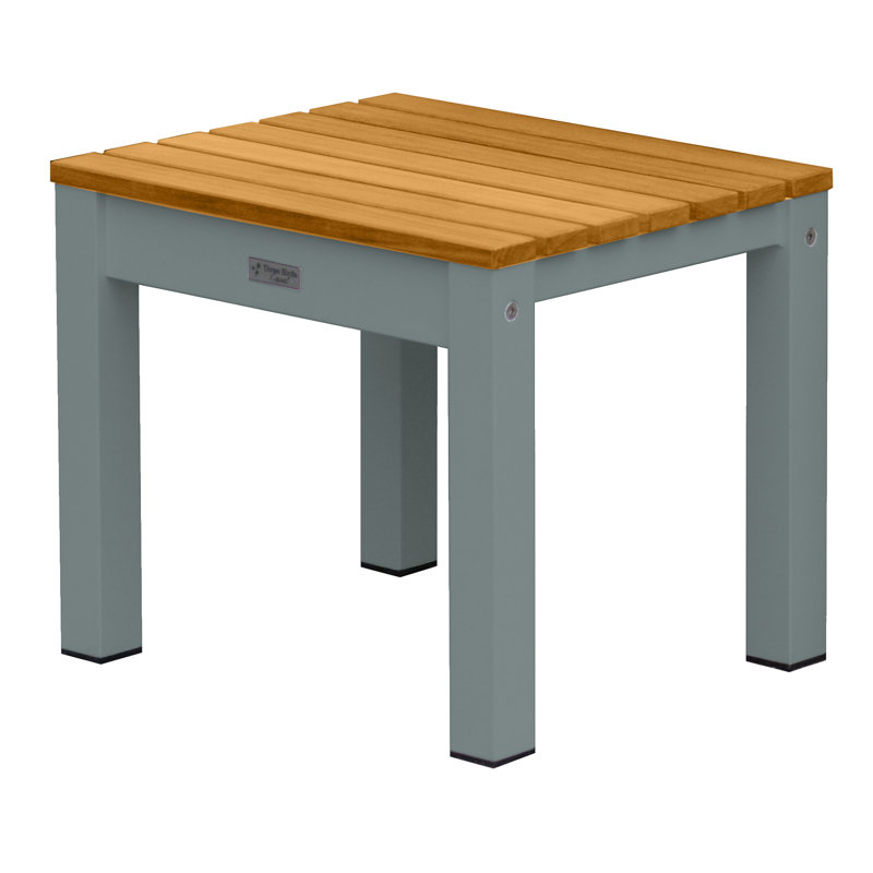 Soho 20" Teak Aluminum Outdoor Dining Bench, Silver