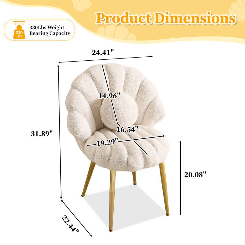 Lemley Shell-Shaped Vanity Chair, Beige