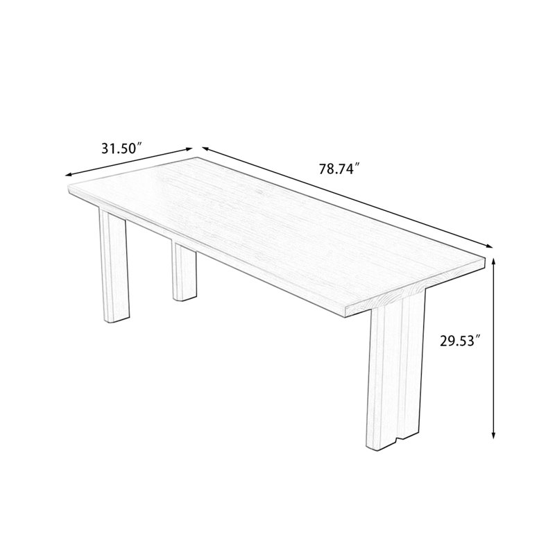 Bureau moderne en bois massif créatif, H 29,53 po x l 78,74 po x P 31,5 po, Noir