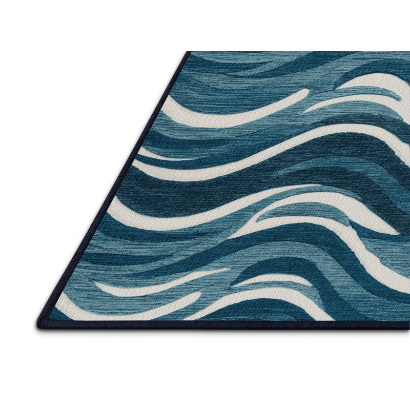 Washable Wave Length Plus Coastal Area Rug, Square 5'
