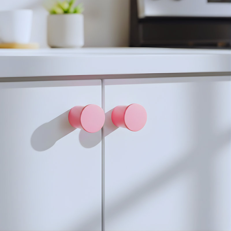 ROUS Hardware Mid-Century Modern Cutout Knob with Sleek Aluminum Design | 1 Count, Blush (Pink)