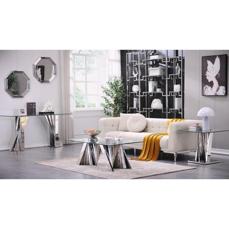 Dazzlyn Glass Top Living Room Table Set