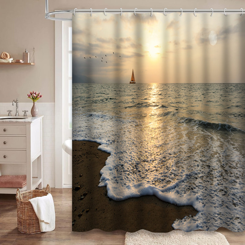 Rideau de douche avec 12 crochets Sunset, L 72 po x l 78 po