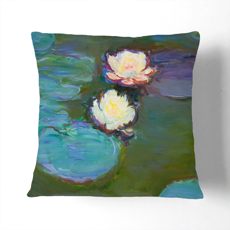 Water Lilies Lily Pond Vol.41 Scatter Cushion, Black, 40cm H x 40cm W x 15cm D