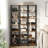 Narrow Bookshelf, 6-Tier Tall Skinny Bookcase, Rustic Industrial Metal Frame Corner Storage Display Shelf-852892387