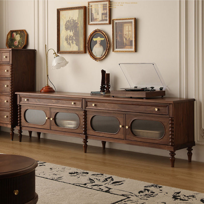 Meuble de rangement de style télé minimaliste de style français, H 23,62 po x L 86,61 po x l 15,75 po