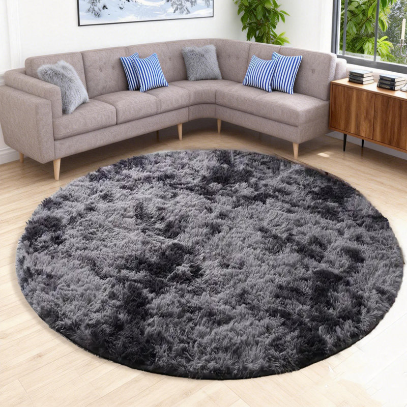 Tie Dye-Rainbow Area Rug,Ideal for multiple scenarios, Tie Dye-Dark Grey, 7*7ft