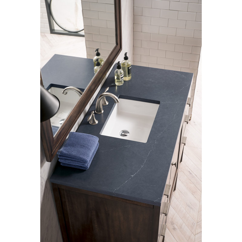 Addison 48'' W Single Vanity, Charcoal Soapstone, Mid-Century Acacia, 8" Widespread