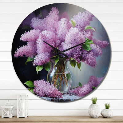 Lilas, impression romantique II - horloge murale florale