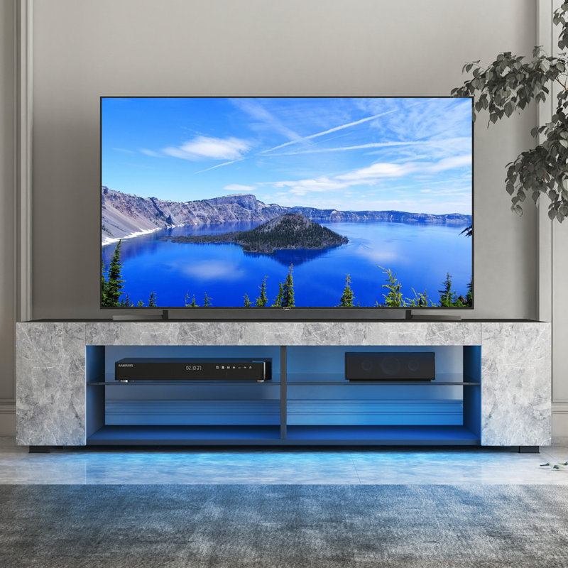 Meuble télé 57 po pour téléviseur de 65 po ou moins Jowers, Gris / noir