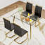 Ensemble de table à manger 51,2 po, ensemble de salle à manger moderne en verre avec pieds en métal doré et chaises ergonomiques-123185450-124911155