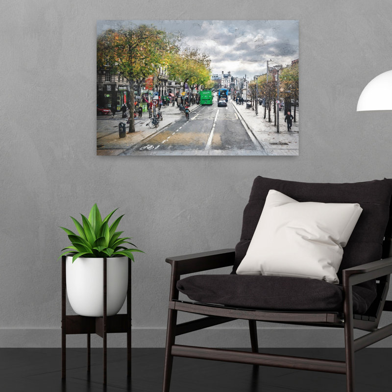 Paysage urbain d'automne, art urbain abstrait, H 16 po x l 24 po