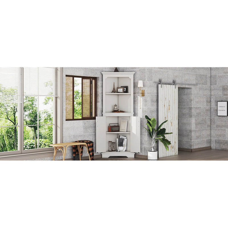 Grande armoire d'angle avec portes pour le salon, la salle de bain, la salle à manger ou la cuisine, White