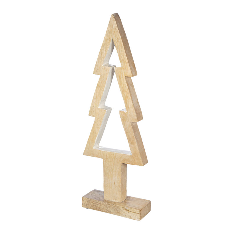 Décoration de table silhouette d'arbre en bois - 5,5 po x 2 po x 16,5 po - brun