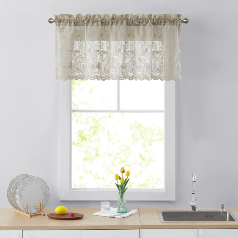 Floral Tailored Window Valance, Taupe