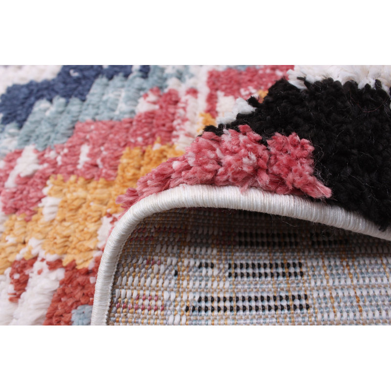 Tapis blanc à motif géométrique Abdur-Rahmaan, Rectangle 3 pi 11 po x 5 pi 11 po