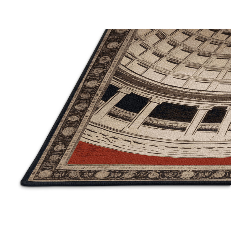 Tapis brun lavable à la machine, Rond 3 pi