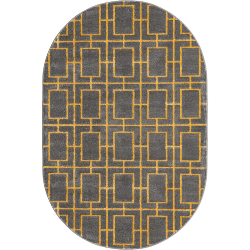 Geometric Area Rug, Oval 122 x 183cm