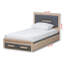 Lit plateforme avec rangement en chêne gris Gracie, H 36,34 po x l 41,42 po x L 77,8 po