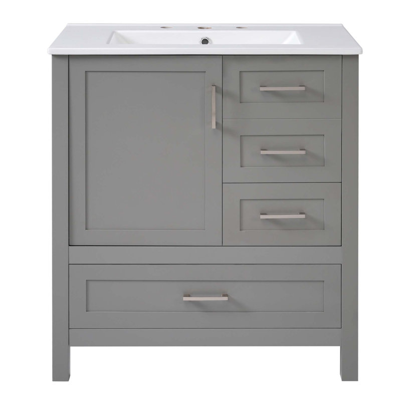 Meuble-lavabo sophistiqué avec rangement spacieux et design élégant, Gris